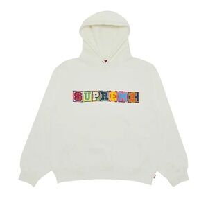 Supreme Cream Hoodie with Multicolor Patch Logo